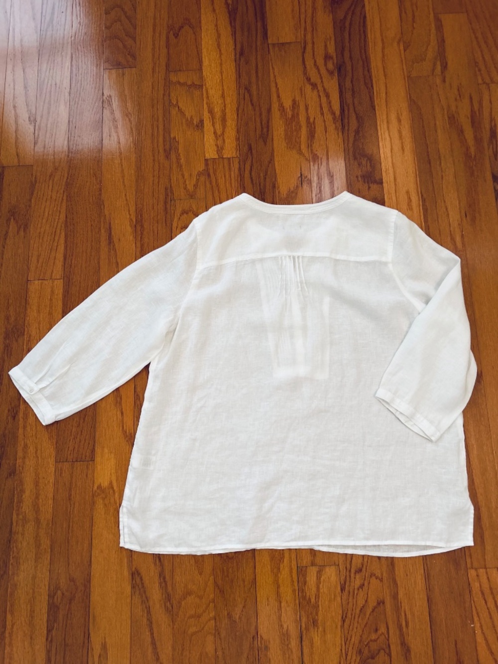 Talbots 3/4 Sleeve White Linen Popover, Size XL - Picture 2 of 4